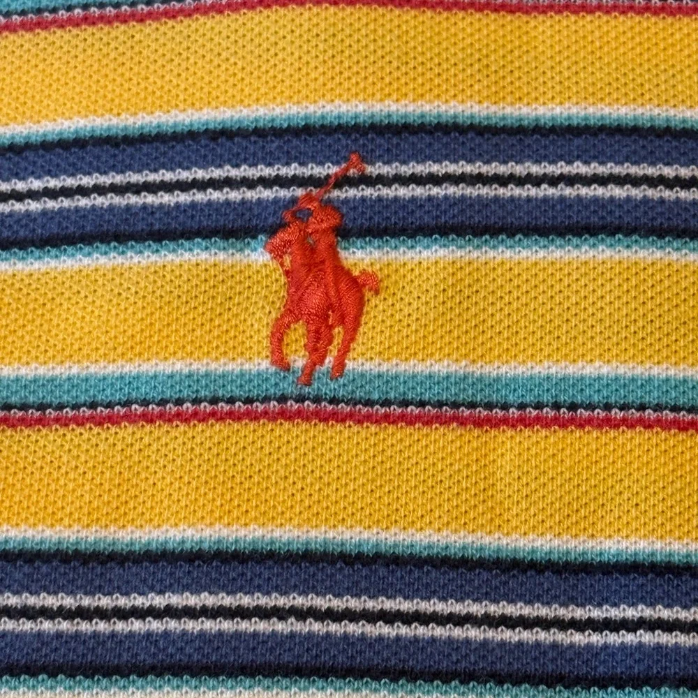 Polo Ralph Lauren Mens XL Yellow Striped Polo Shirt Short Sleeve 100% Cotton